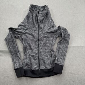 Lululemon Jacket Womens 4 Gray Full Zip Knit Track Funnel Neck Running Athletic